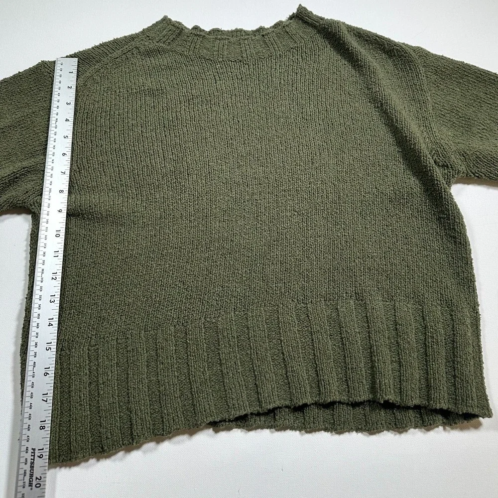 J. Crew Sweater Womens M Olive Green Boucle Knit Crewneck Long Sleeve Relaxed